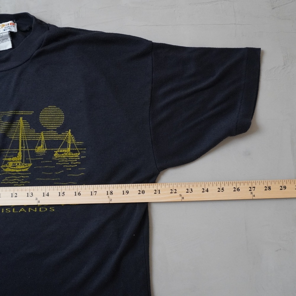 Vintage 80s/90s St Thomas US Virgin Islands Sailboat T-Shirt Black XL - Picture 6 of 6